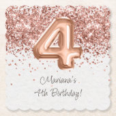 Dessous-de-verre En Papier Rose Gold 4e fête d'anniversaire (Devant)