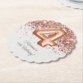 Dessous-de-verre En Papier Rose Gold 4e fête d'anniversaire (Incliné)