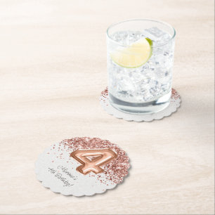 Dessous-de-verre En Papier Rose Gold 4e fête d'anniversaire