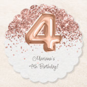 Dessous-de-verre En Papier Rose Gold 4e fête d'anniversaire (Devant)