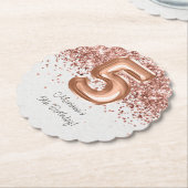 Dessous-de-verre En Papier Rose Gold 5e fête d'anniversaire (Incliné)