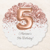 Dessous-de-verre En Papier Rose Gold 5e fête d'anniversaire (Devant)