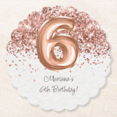 Dessous-de-verre En Papier Rose Gold 6e fête d'anniversaire (Devant)