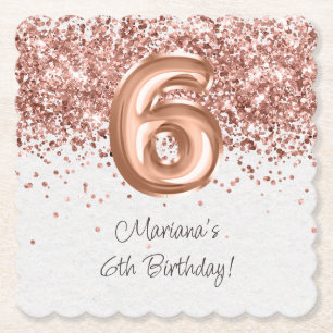Dessous-de-verre En Papier Rose Gold 6e fête d'anniversaire