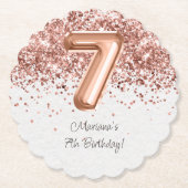 Dessous-de-verre En Papier Rose Gold 7e fête d'anniversaire (Devant)