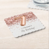 Dessous-de-verre En Papier Rose Gold 7e fête d'anniversaire (Incliné)