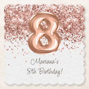 Dessous-de-verre En Papier Rose Gold 8ème anniversaire