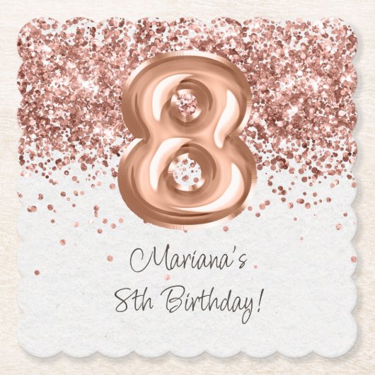 Dessous-de-verre En Papier Rose Gold 8ème anniversaire (Devant)