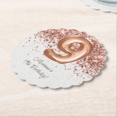 Dessous-de-verre En Papier Rose Gold 9e fête d'anniversaire (Incliné)