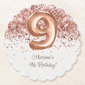 Dessous-de-verre En Papier Rose Gold 9e fête d'anniversaire (Devant)