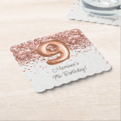 Dessous-de-verre En Papier Rose Gold 9e fête d'anniversaire (Incliné)