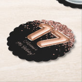 Dessous-de-verre En Papier Rose Gold Black 17th Birthday Party (Incliné)
