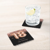 Dessous-de-verre En Papier Rose Gold Black 18e fête d'anniversaire (En situation)