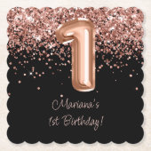 Dessous-de-verre En Papier Rose Gold Black 1er anniversaire (Devant)