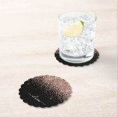 Dessous-de-verre En Papier Rose Gold Blush Pink Parties scintillant Script Mo (En situation)