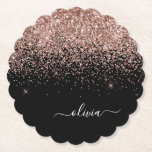 Dessous-de-verre En Papier Rose Gold Blush Pink Parties scintillant Script Mo<br><div class="desc">Black and Rose Gold - Blush Pink Sparkle Parties scintillant Script Monogramme Nom Dessous de verre papier. Cela fait le cadeau parfait de remise de diplômes,  anniversaire,  mariage,  douche nuptiale,  anniversaire,  baby shower ou bachelorette pour quelqu'un qui aime le luxe glam et les styles chic.</div>