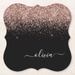 Dessous-de-verre En Papier Rose Gold Blush Pink Parties scintillant Script Mo<br><div class="desc">Black and Rose Gold - Blush Pink Sparkle Parties scintillant Script Monogramme Nom Dessous de verre papier. Cela fait le cadeau parfait de remise de diplômes,  anniversaire,  mariage,  douche nuptiale,  anniversaire,  baby shower ou bachelorette pour quelqu'un qui aime le luxe glam et les styles chic.</div>