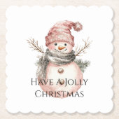 Dessous-de-verre En Papier Rose Gold Christmas Snowman (Devant)