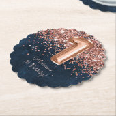 Dessous-de-verre En Papier Rose Gold Navy Blue 1er anniversaire fête (Incliné)