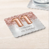 Dessous-de-verre En Papier Rose Gold Silver 11e fête d'anniversaire (Incliné)