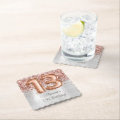Dessous-de-verre En Papier Rose Gold Silver 13e fête d'anniversaire (En situation)