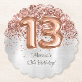 Dessous-de-verre En Papier Rose Gold Silver 13e fête d'anniversaire (Devant)