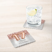 Dessous-de-verre En Papier Rose Gold Silver 17e fête d'anniversaire (En situation)