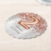 Dessous-de-verre En Papier Rose Gold Silver 2e fête d'anniversaire (Incliné)