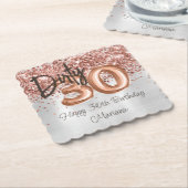 Dessous-de-verre En Papier Rose Gold Silver 30e fête d'anniversaire (Incliné)