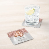 Dessous-de-verre En Papier Rose Gold Silver 4e fête d'anniversaire (En situation)