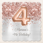 Dessous-de-verre En Papier Rose Gold Silver 4e fête d'anniversaire (Devant)