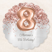 Dessous-de-verre En Papier Rose Gold Silver 8e fête d'anniversaire (Devant)