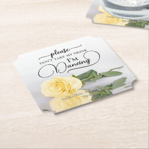 Dessous-de-verre En Papier Rose jaune élégante Ne prenez pas mon verre Mariag