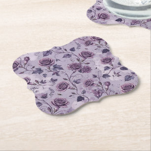 Dessous-de-verre En Papier Rose Lavande Poussiéreuse Teintes Rêveuses Florale