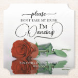 Dessous-de-verre En Papier Rose orange rouille ne prenez pas mon Mariage de b<br><div class="desc">Ce dessous de verre mariage est élégant, élégant et amusant ! Il est orné d'une photo d'un seul rose à long tige couleur rouille orange allongé sur son côté, miroir dans un bassin d'eau. Le texte dit : "S'il vous plaît ne prenez pas mon verre, je danse" écrit dans des...</div>