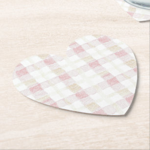 Dessous-de-verre En Papier Rose Pâle Blanc Crème Carreaux Rayures Enterrement