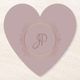 Dessous-de-verre En Papier Rose personnalisé Monogramme Modèle or Élégant