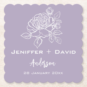 Dessous-de-verre En Papier Rose Romantique Mariage Personnalisé/ Réception de