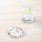 Dessous-de-verre En Papier Rose rose Floral 70e anniversaire Merci (En situation)