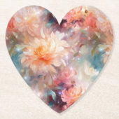 Dessous-de-verre En Papier Rose Rouge Pêche Orange Floral (Devant)