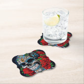 Dessous-de-verre En Papier roses et dessous de verre de table de sugarskull (En situation)