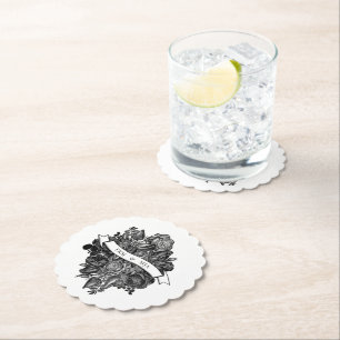 Dessous-de-verre En Papier Roses noires et blanches Mariage gothique