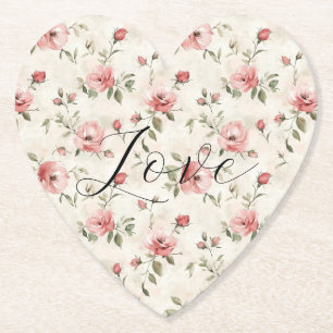 Dessous-de-verre En Papier Roses Roses Fleurs Amour Rose