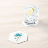 Dessous-de-verre En Papier Roses turquoise avec touches (En situation)