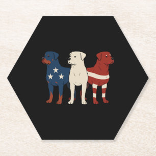 Dessous-de-verre En Papier Rottweiler 4 juillet amateur de chiens drapeau amé