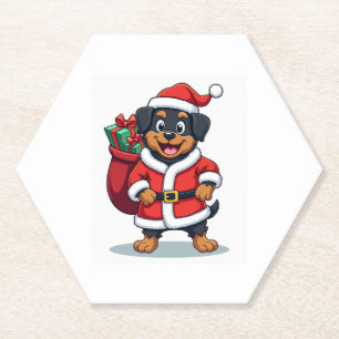 Dessous-de-verre En Papier Rottweiler Père Noël �'aide