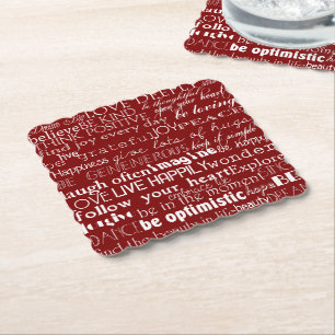 Dessous-de-verre En Papier Rouge Blanc Inspiration Mots Noël