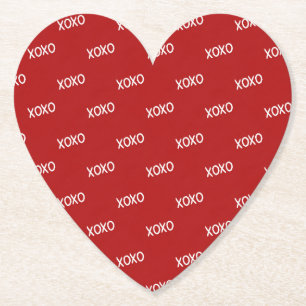Dessous-de-verre En Papier Rouge Blanc XOXO Love Hugs Baisers