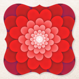 Dessous-de-verre En Papier Rouge Floral Mandala-58566