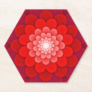 Dessous-de-verre En Papier Rouge Floral Mandala-58566